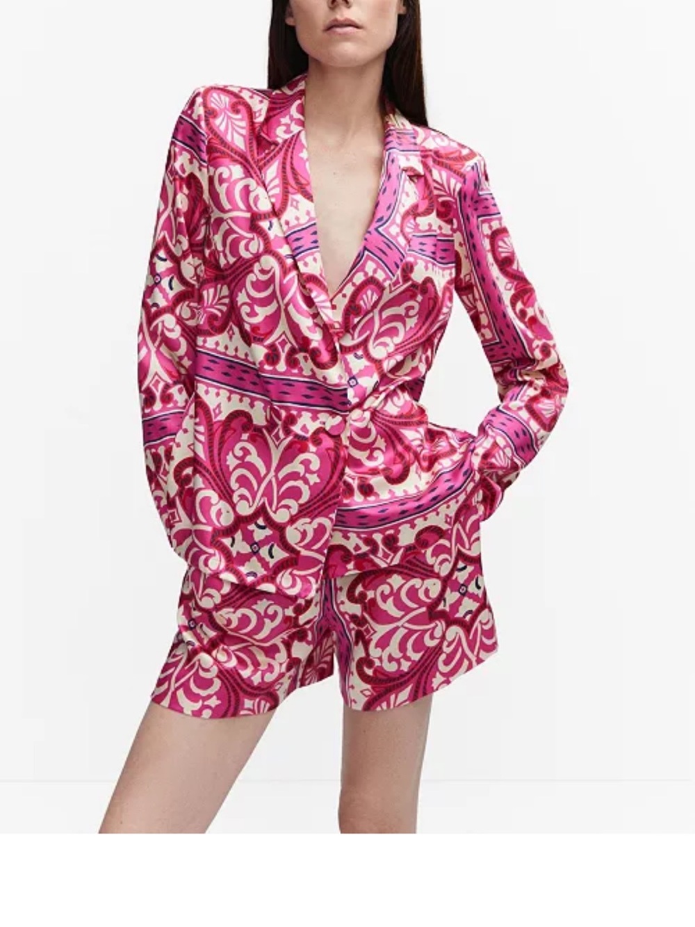 Mango Printed Lapels Shirt | Size Medium
